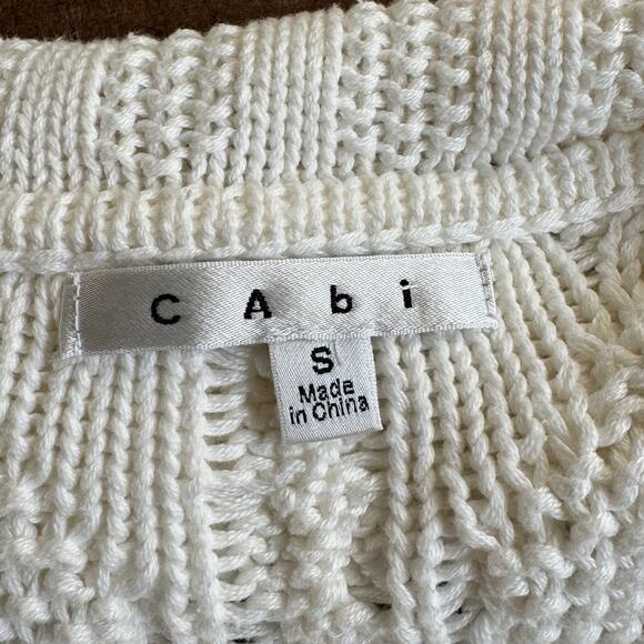 CAbi Cable Sweater White Small Style 193 Old Money Closet Staple Loose Knit EUC - Picture 6 of 9